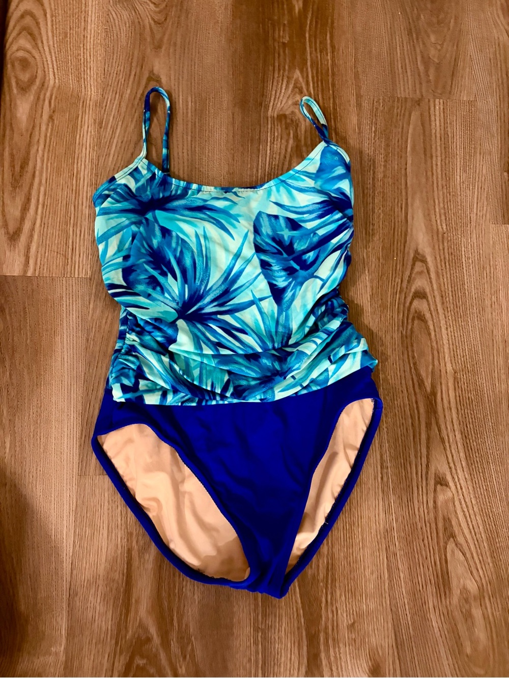 Vintage 90s Slim A Size Abstract Blue One Piece Swimsuit
